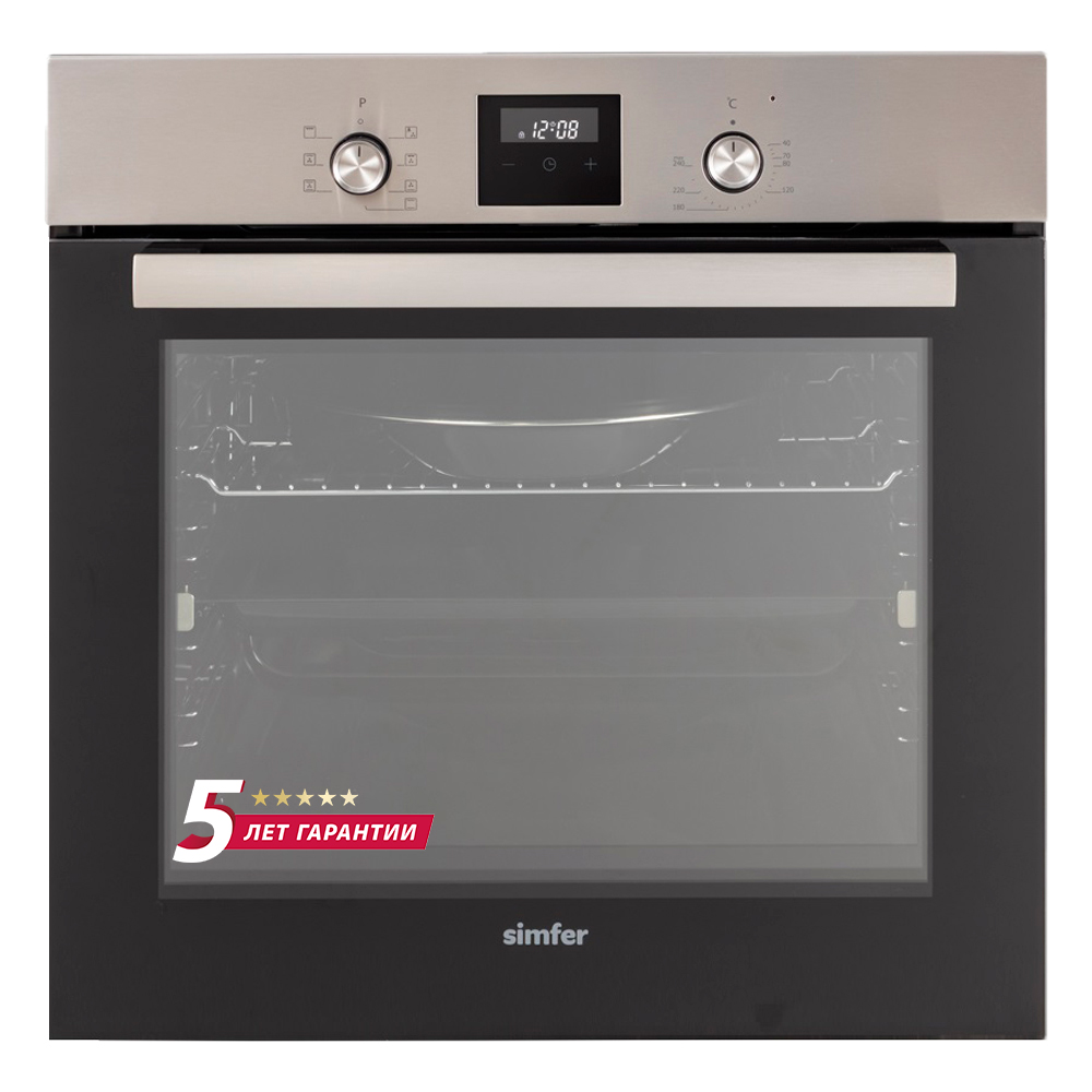 

Встраиваемый электрический духовой шкаф Simfer B6EM580001 серебристый, черный, B6EM580001