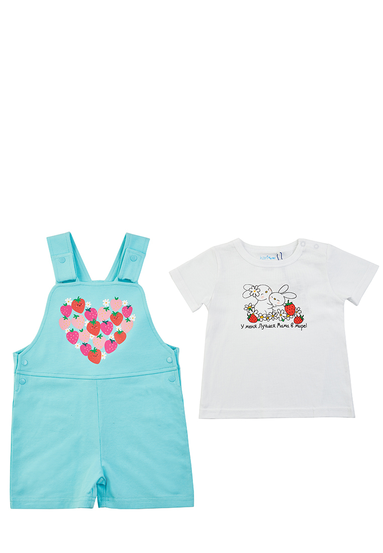 

Комплект детский SS23B05300501 Kari baby 206602 цв.белый, бирюзовый р.6-9m, 206602