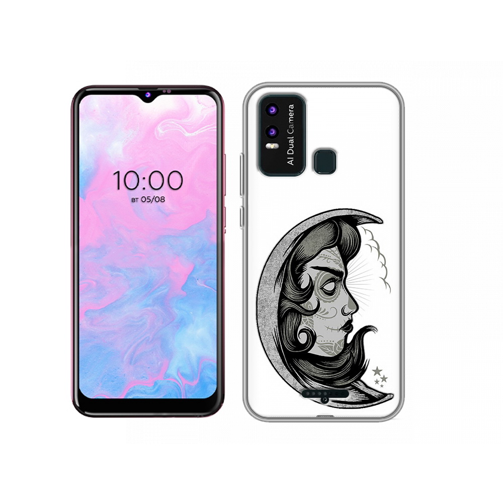 

Чехол MyPads Tocco для BQ 6630L черно белая луна с лицом, Прозрачный, Tocco