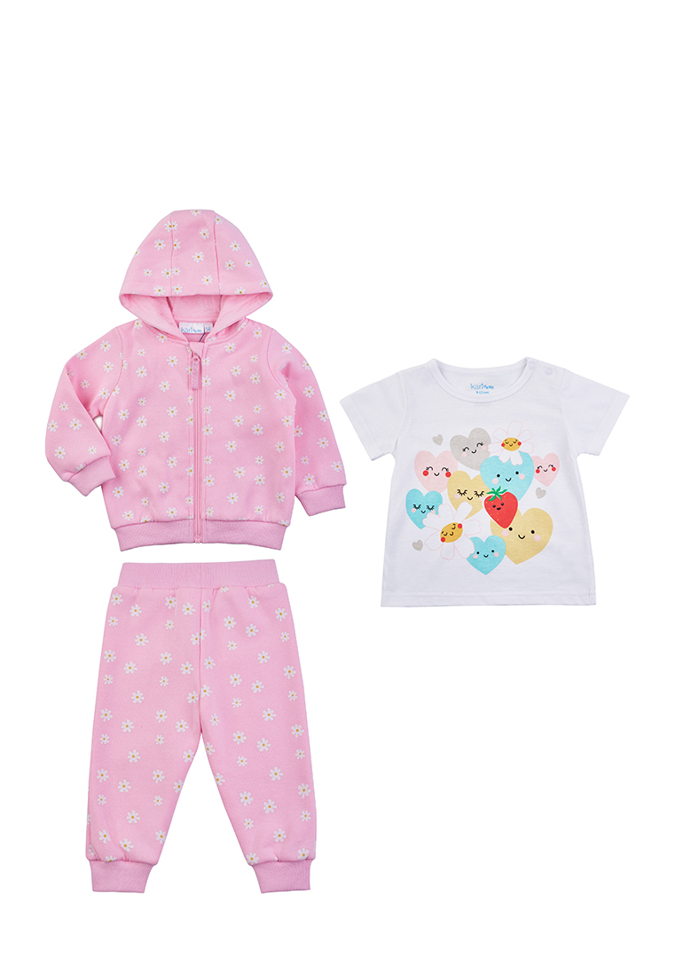 

Комплект детский SS23B02000501 Kari baby 206613 цв.белый, розовый р.6-9m, 206613