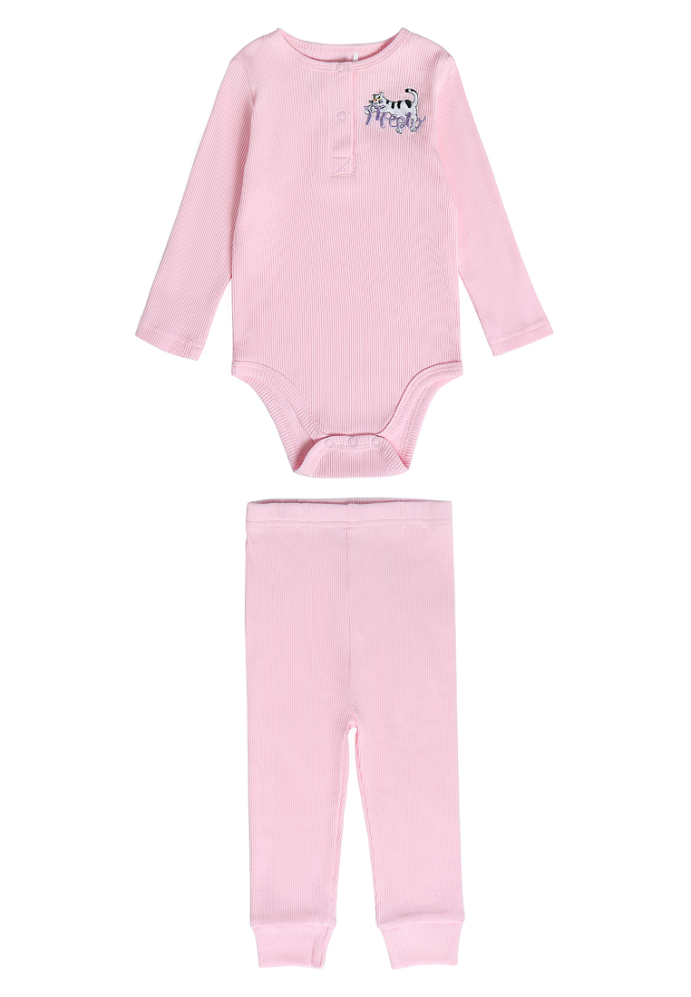 Комплект для девочки: боди, брюки SS23B00900502 Kari baby 205580 цв.розовый р.9-12m