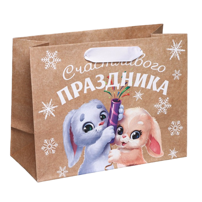 

Пакет крафтовый горизонтальный «Хлопушки», MS 23  18  10 см, Бежевый