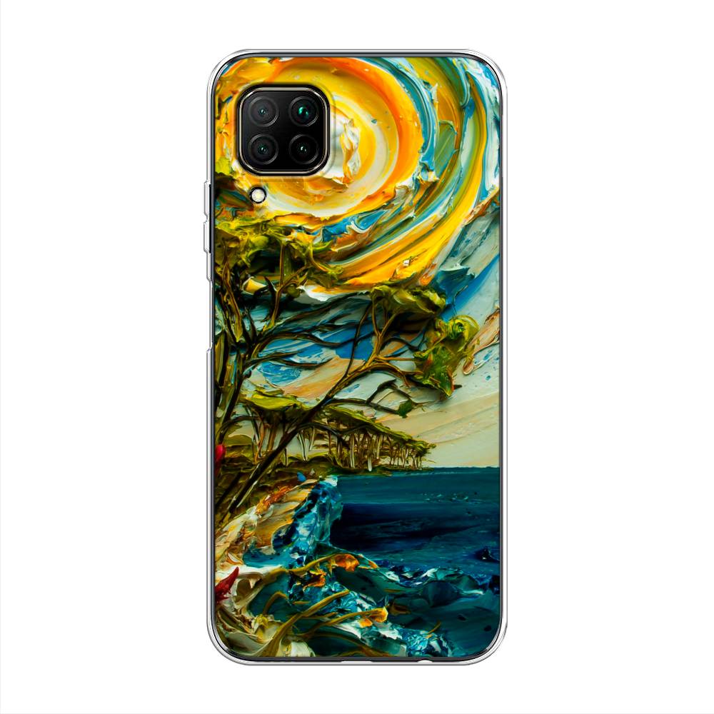 

Чехол на Huawei P40 Lite "Солнце живопись", Желтый;синий, 611650-4