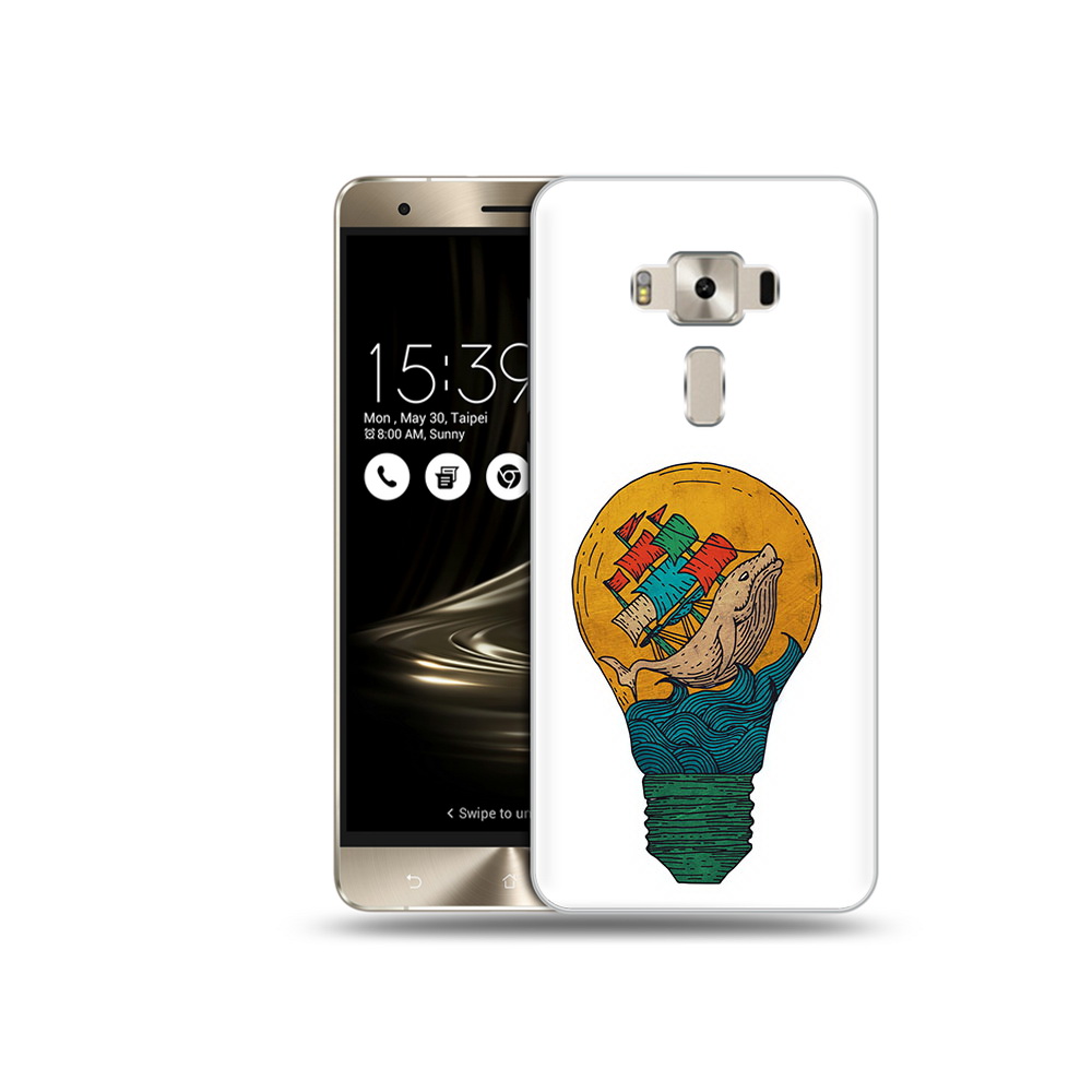 

Чехол MyPads Tocco для Asus ZenFone 3 кит в лампочке с парусами, Прозрачный, Tocco