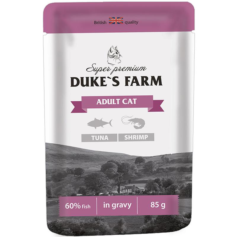 Влажный корм для кошек Duke's Farm Adult, тунец креветки, 85г