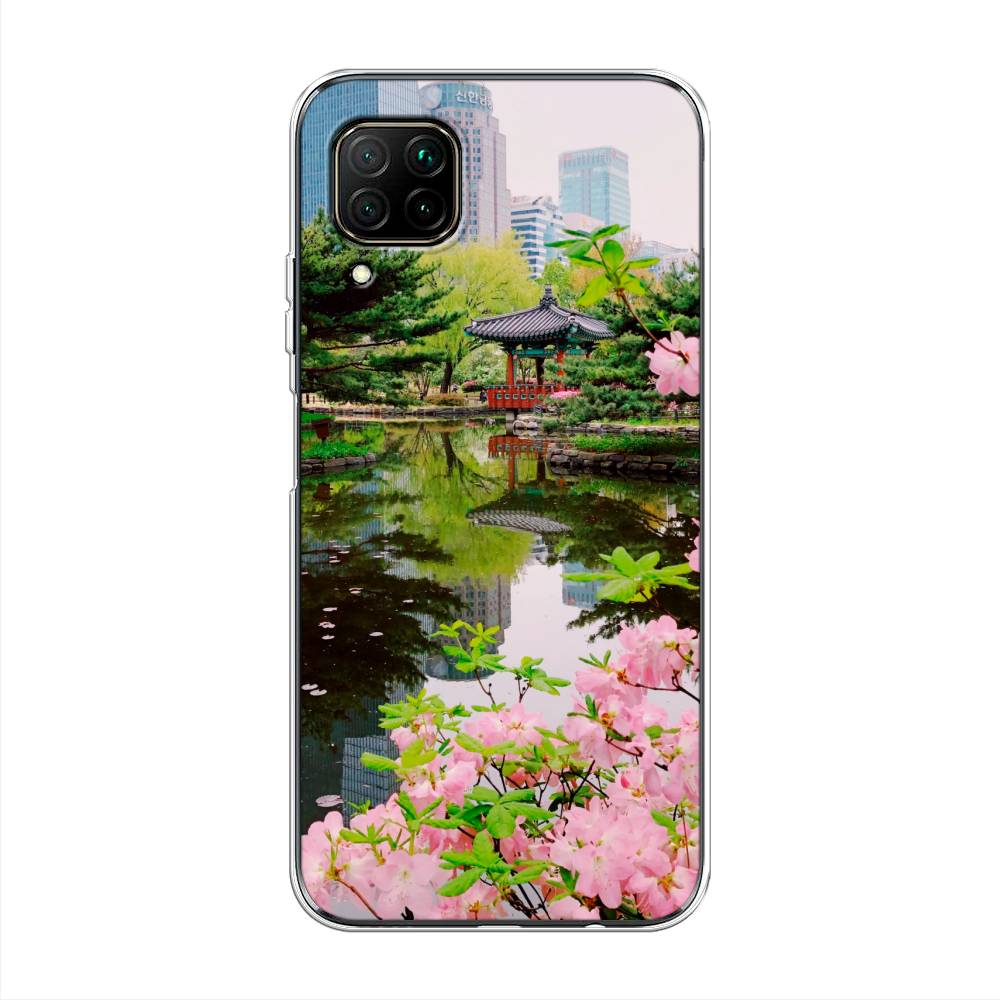 

Чехол на Huawei P40 Lite "Сакура возле озера", Зеленый;розовый;голубой, 611650-2