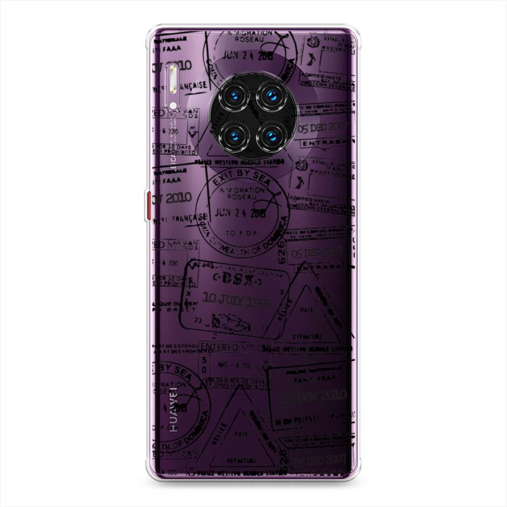 

Чехол на Huawei Mate 30 Pro "Visa stamps 2", Белый;черный;серый, 610450-2