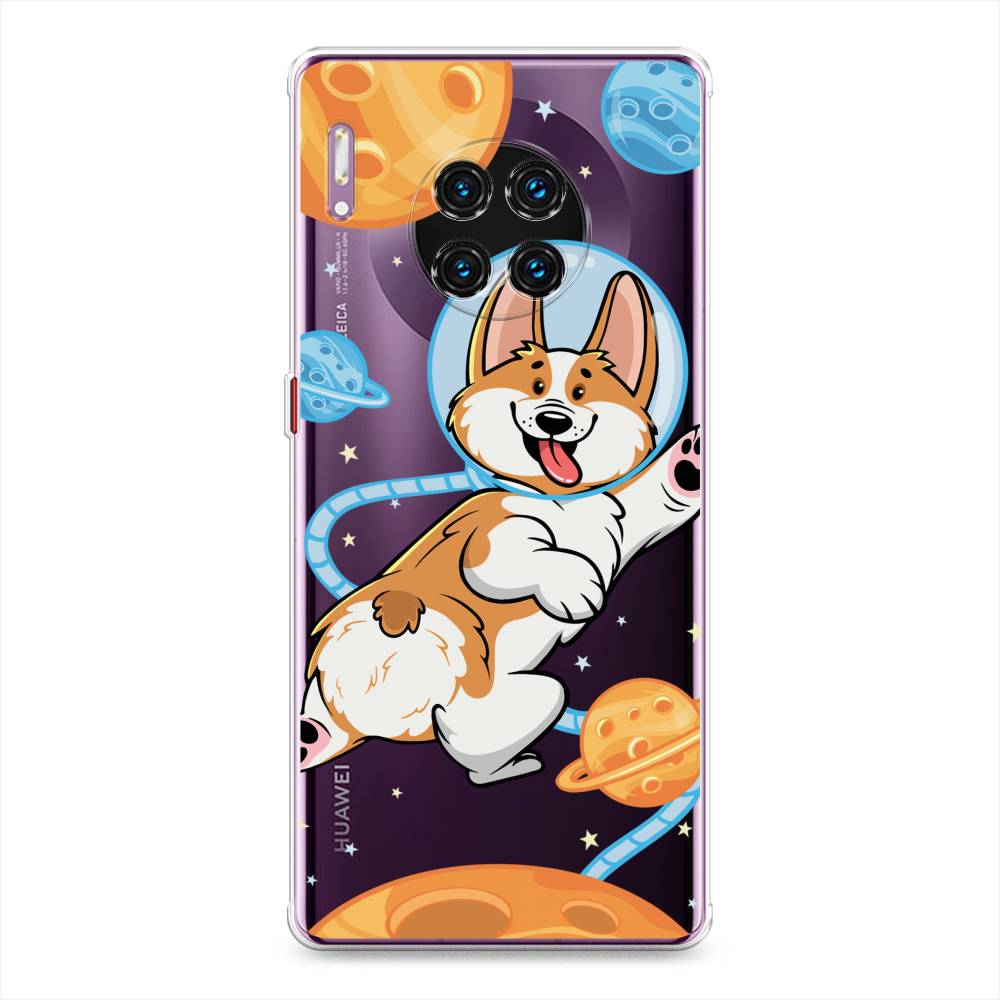 

Чехол на Huawei Mate 30 Pro "Корги-космонавт", Голубой;бежевый;белый, 610450-1
