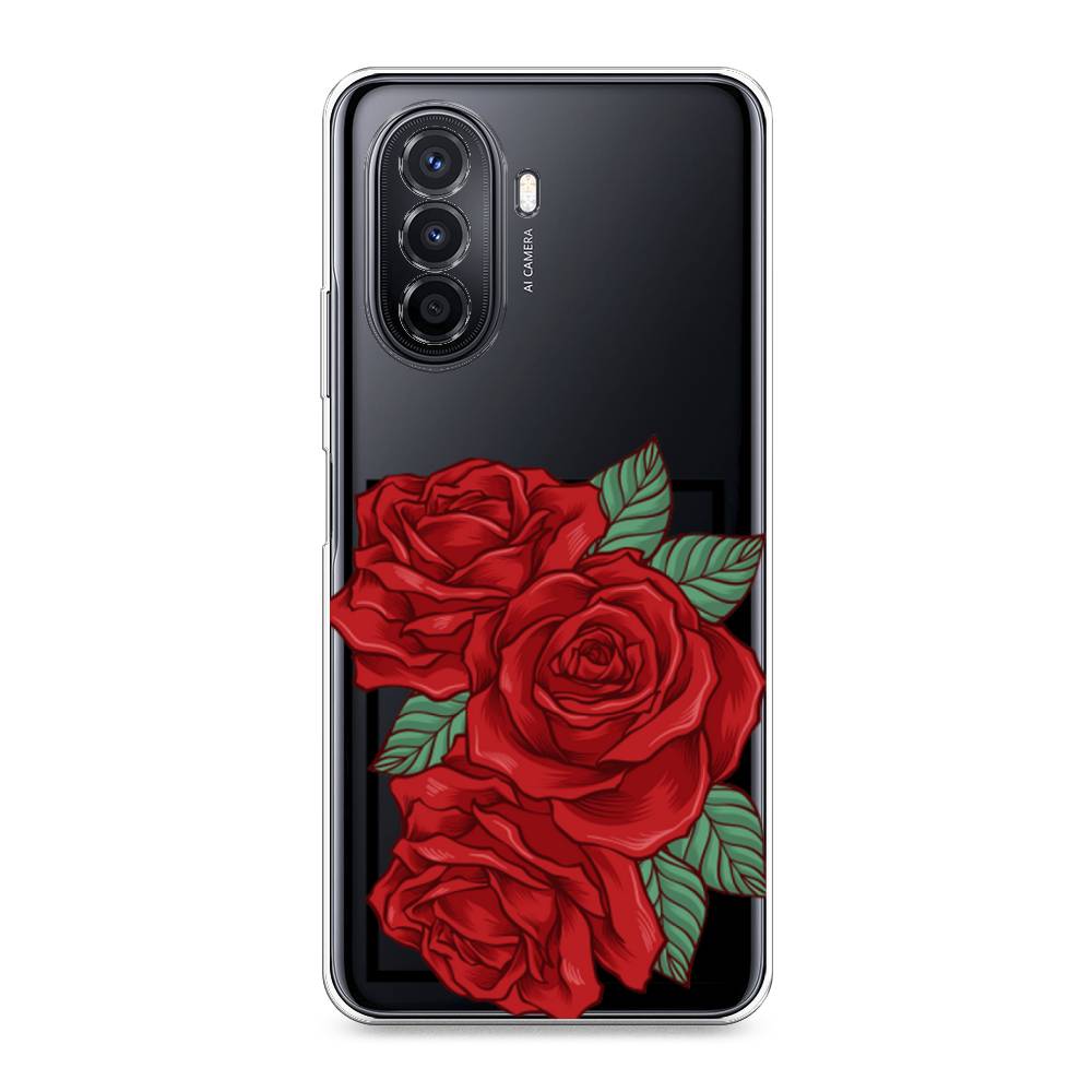 

Чехол на Huawei Nova Y70 "Три алые розы", Красный, 6109150-2