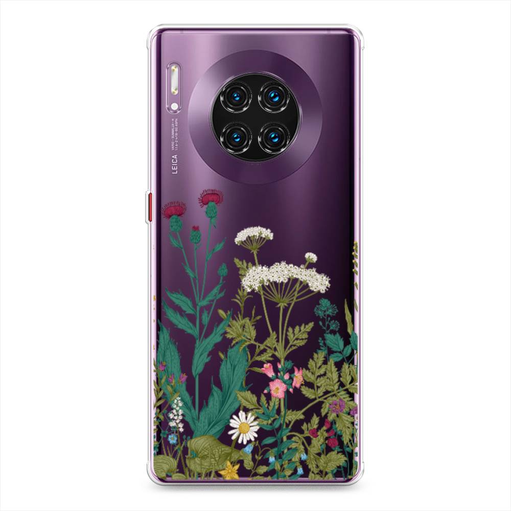 

Чехол на Huawei Mate 30 Pro "Дикие полевые цветы", Зеленый;розовый;белый, 610450-2