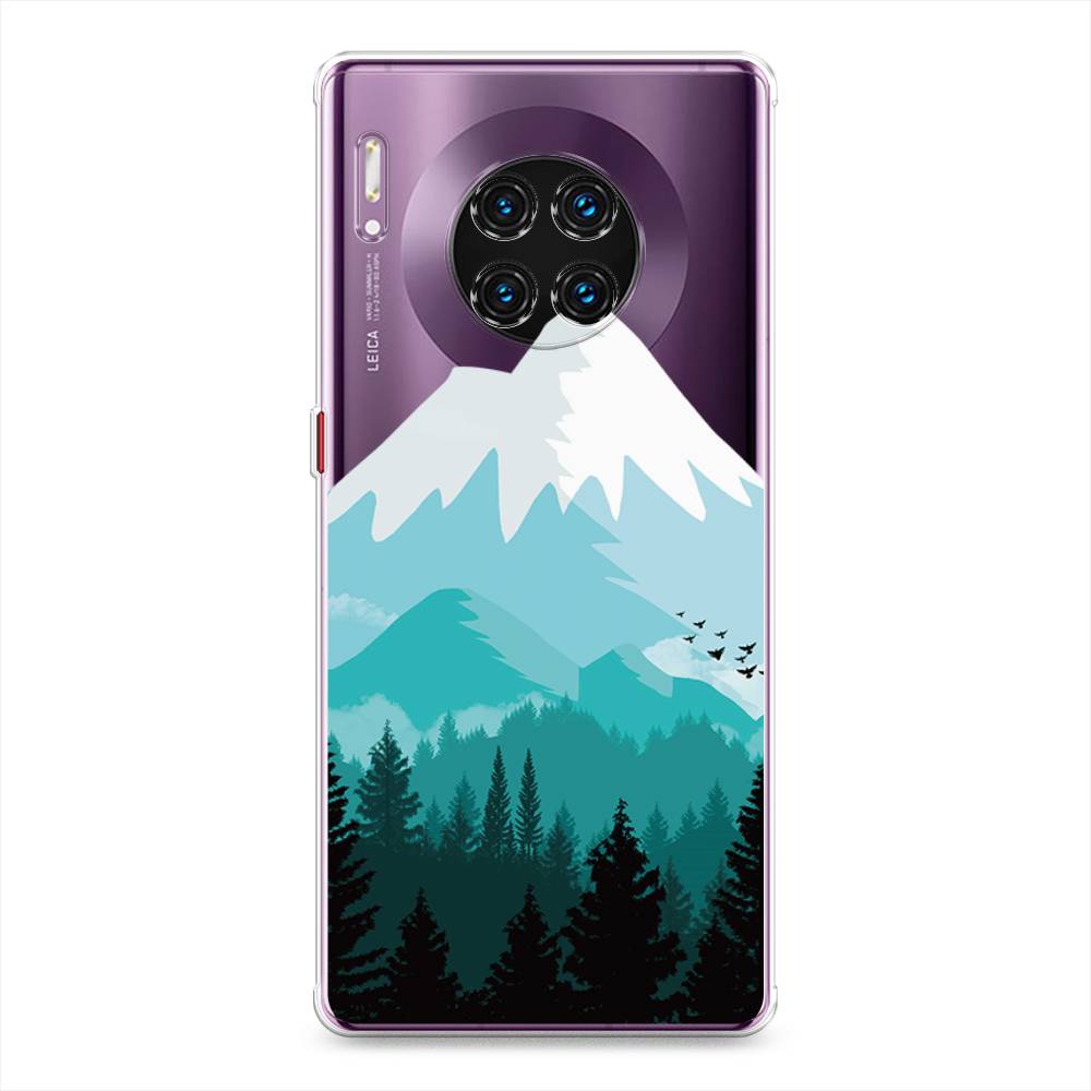 

Чехол на Huawei Mate 30 Pro "Синяя снежная гора", Белый;голубой, 610450-2