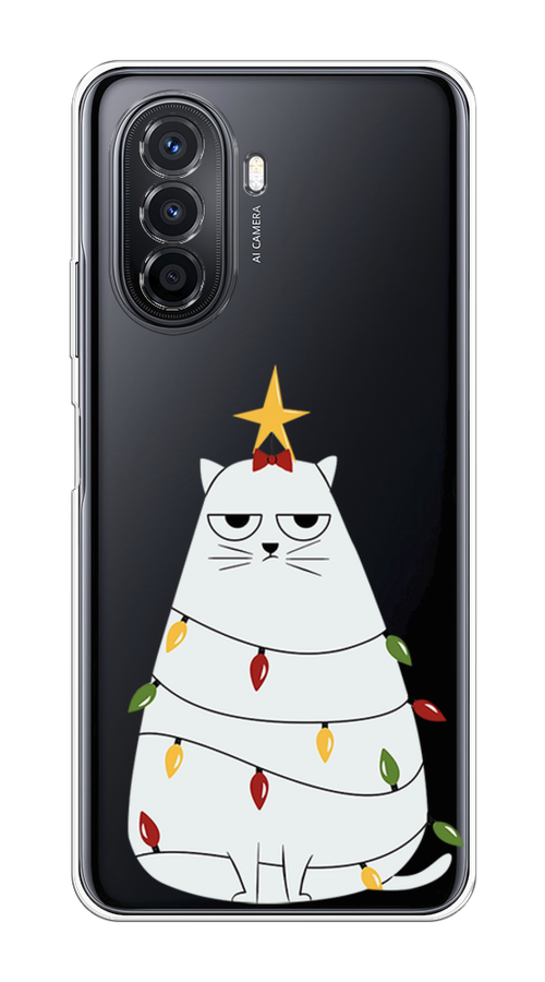 

Чехол на Huawei Nova Y70 "Котик в гирлянде", Белый;красный;желтый, 6109150-1