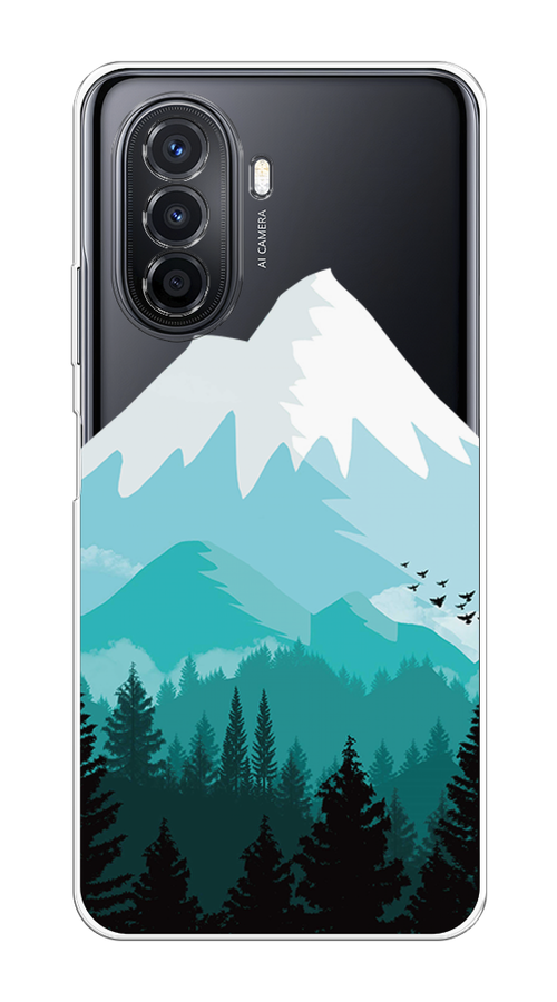 

Чехол на Huawei Nova Y70 "Синяя снежная гора", Белый;голубой, 6109150-2