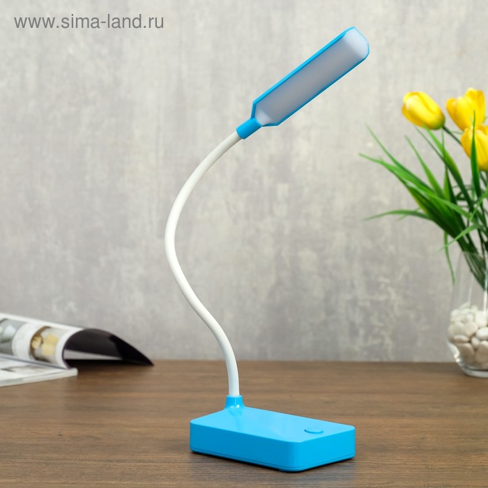 фото Лампа настольная 79955/1 led 2вт usb батарейки 3аа синий 10х7х37 см risalux