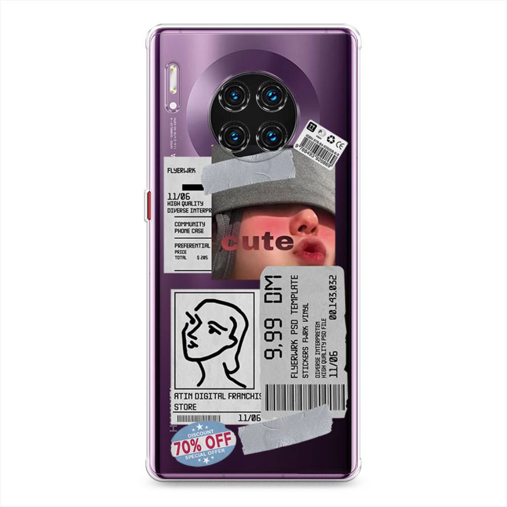 

Чехол на Huawei Mate 30 Pro "Cute girl collage", Розовый;серый;голубой, 610450-6