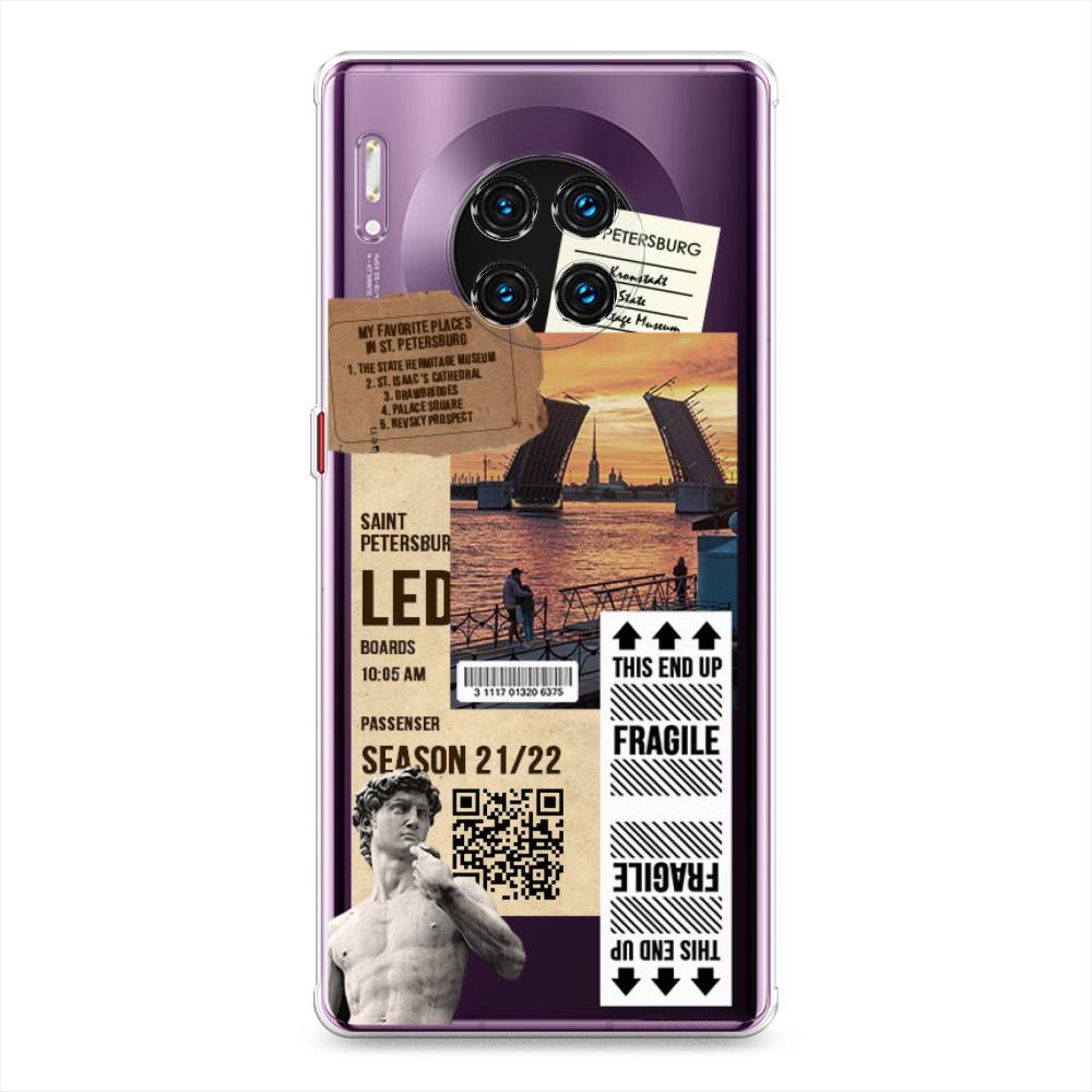 

Чехол на Huawei Mate 30 Pro "Санкт-Петербург коллаж", Коричневый;бежевый;белый, 610450-6