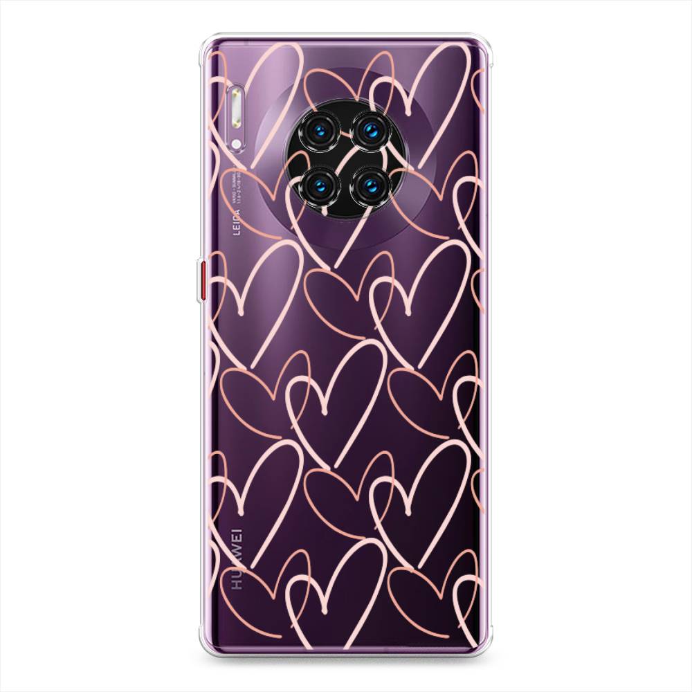 

Чехол на Huawei Mate 30 Pro "Узор из сердечек", Розовый;бежевый, 610450-6