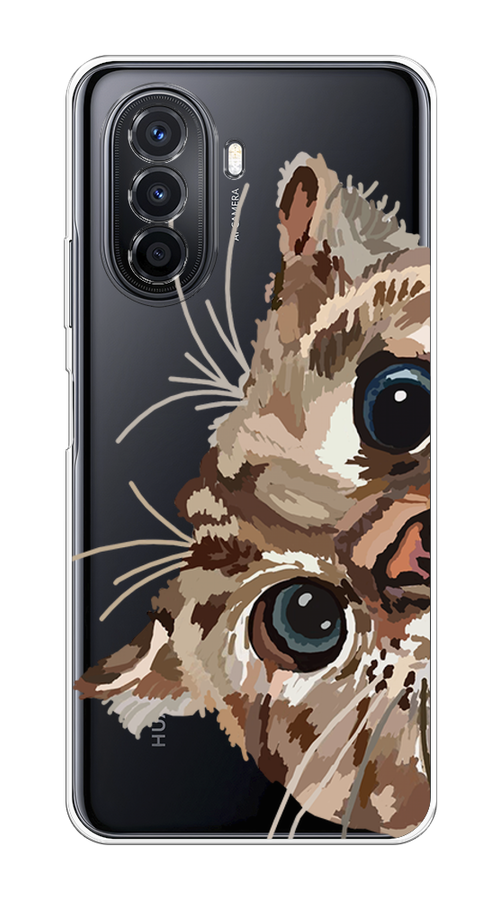 

Чехол на Huawei Nova Y70 "Любопытный кот", Коричневый;синий;черный, 6109150-1