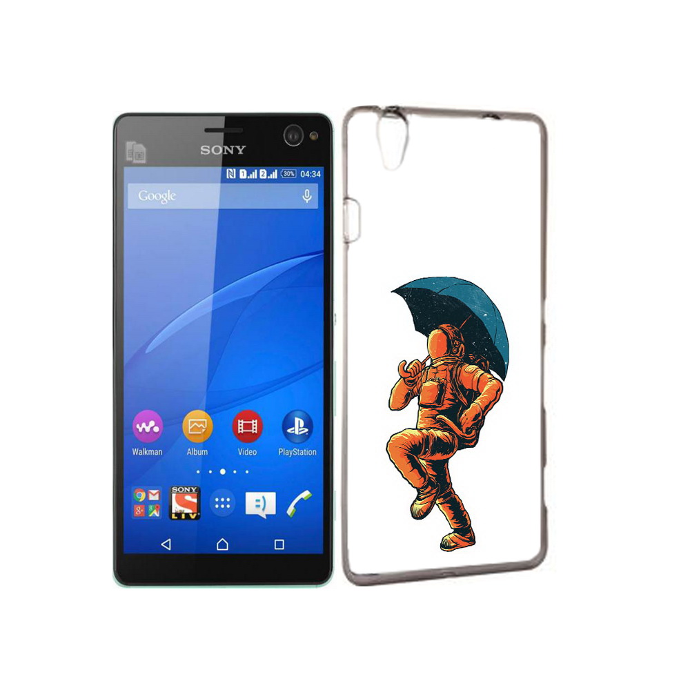 

Чехол MyPads Tocco для Sony Xperia C4 шагающий космонавт с зонтом, Прозрачный, Tocco