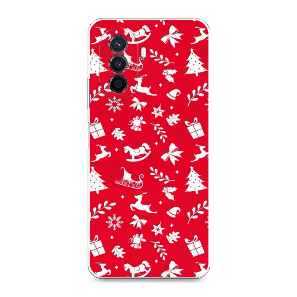 

Чехол для Huawei Nova Y70 "Красный новогодний фон", Красный;белый, 6109150-5