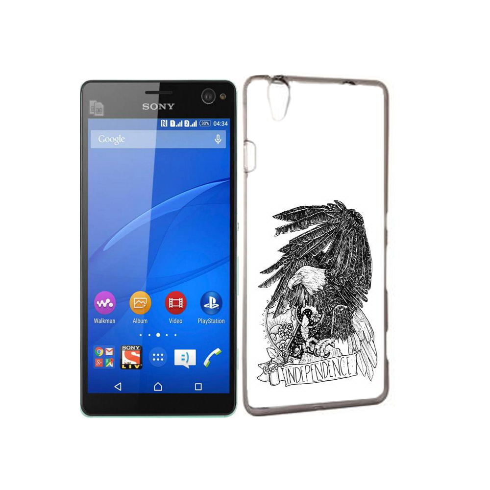 

Чехол MyPads Tocco для Sony Xperia C4 черно белый сокол, Прозрачный, Tocco