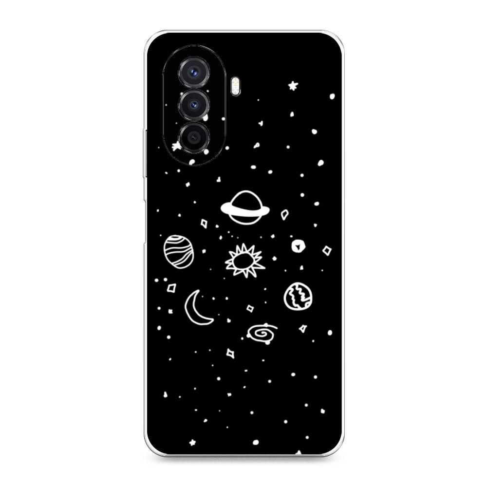 

Чехол для Huawei Nova Y70 "Дудл солнечной системы", Бежевый;серый, 6109150-2