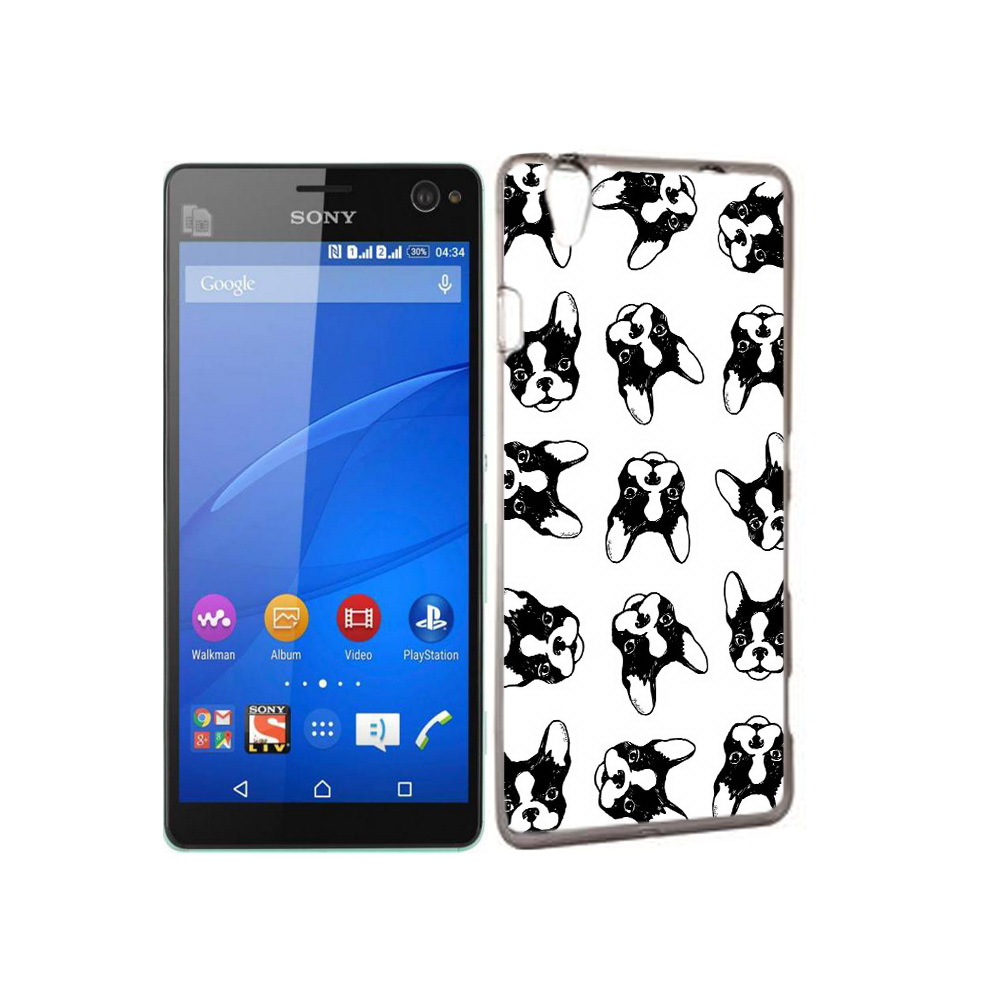 

Чехол MyPads Tocco для Sony Xperia C4 черно белые собачки, Прозрачный, Tocco