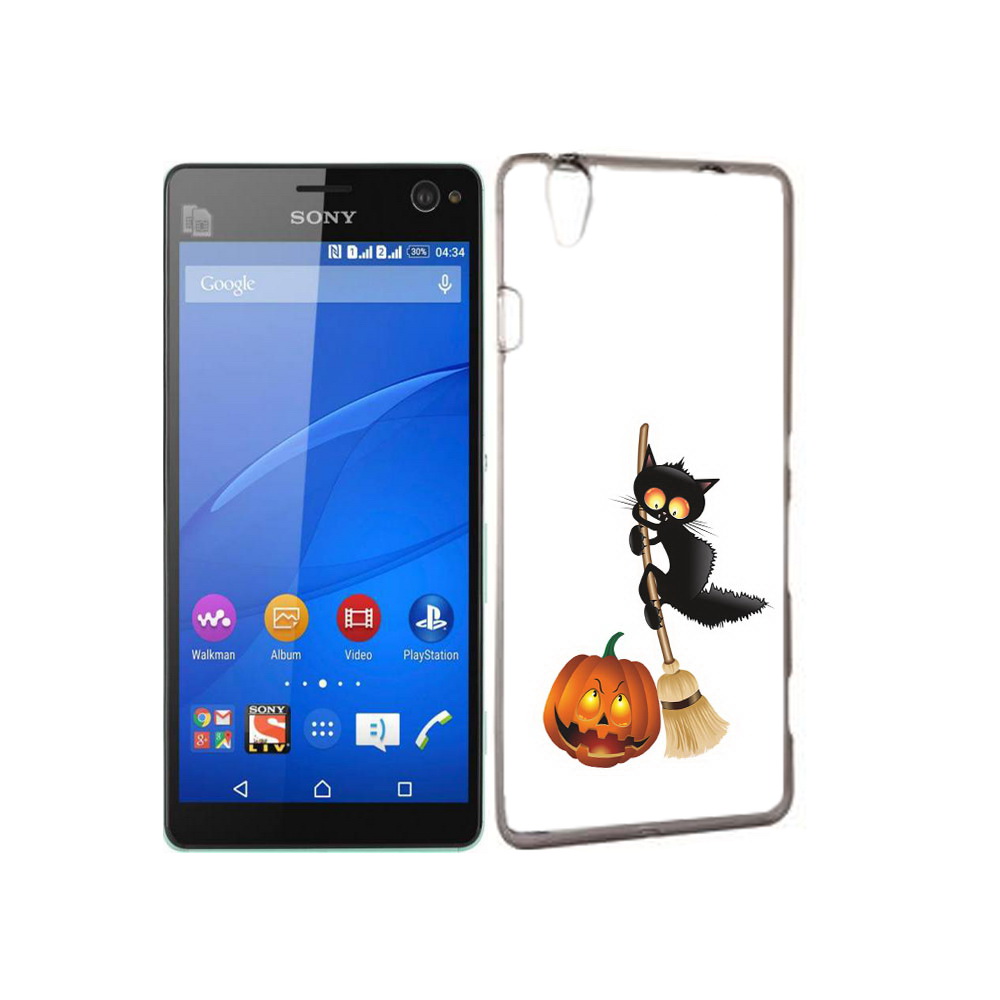 

Чехол MyPads Tocco для Sony Xperia C4 хэлуинский котик, Прозрачный, Tocco