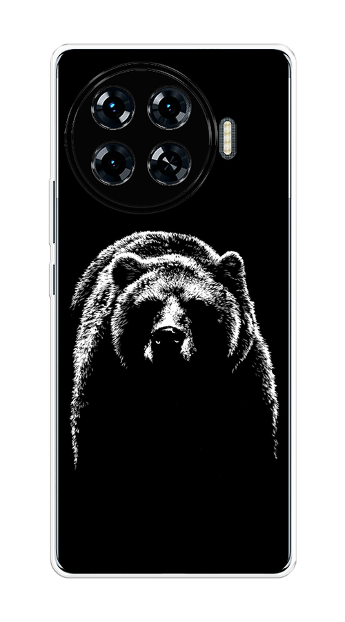 

Чехол на Tecno Spark 20 Pro Plus "Медведь в ночи", Белый;черный, 305050-1