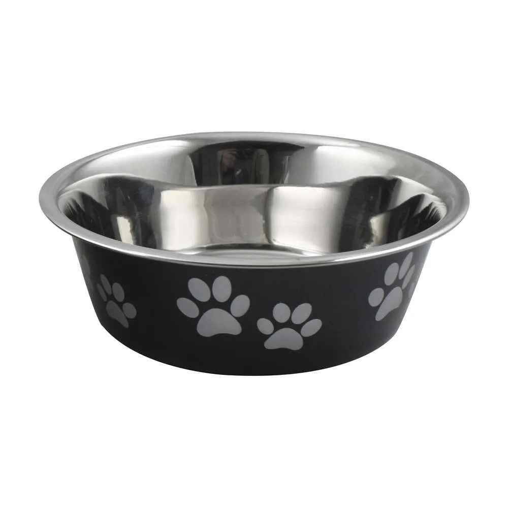

Миска для собак Foxie White Paws металлическая 200 мл черная, Черный