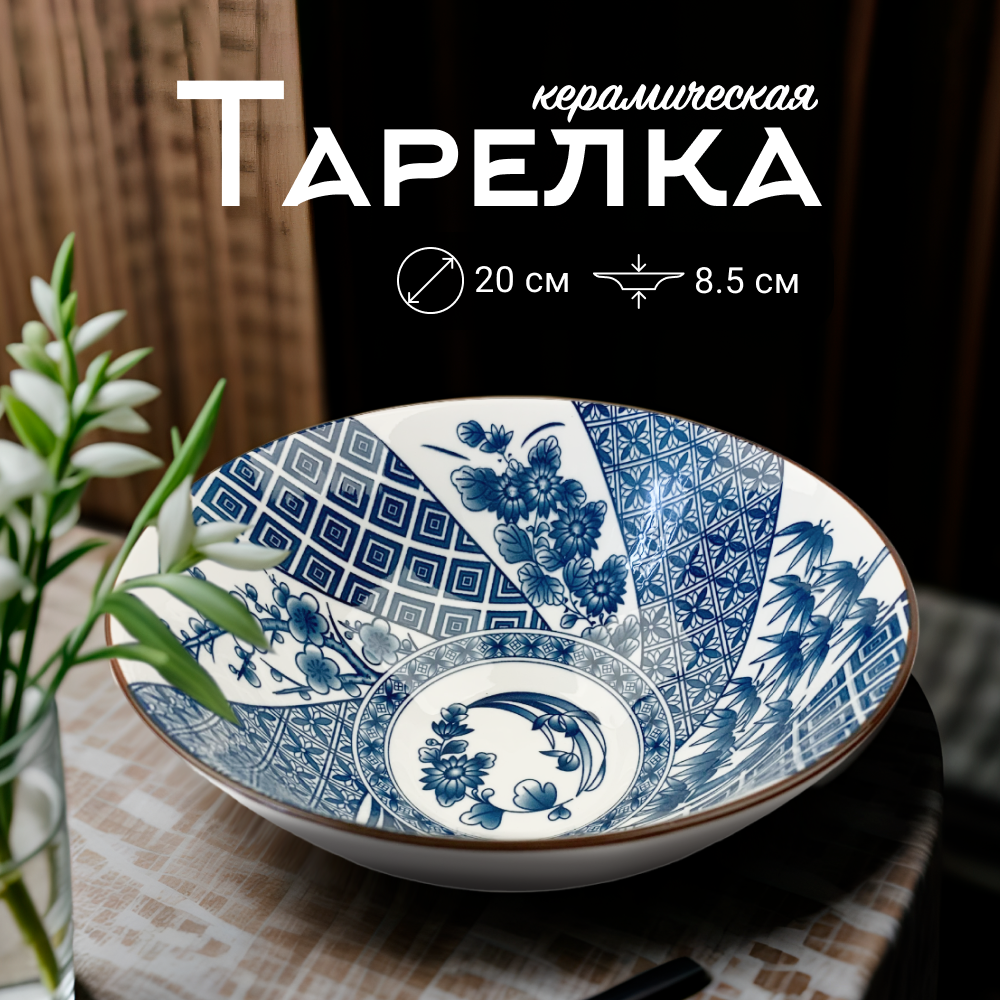 

Тарелка Homium Japanese Collection Очарование цвет белый синий D20см, Japanese Collection