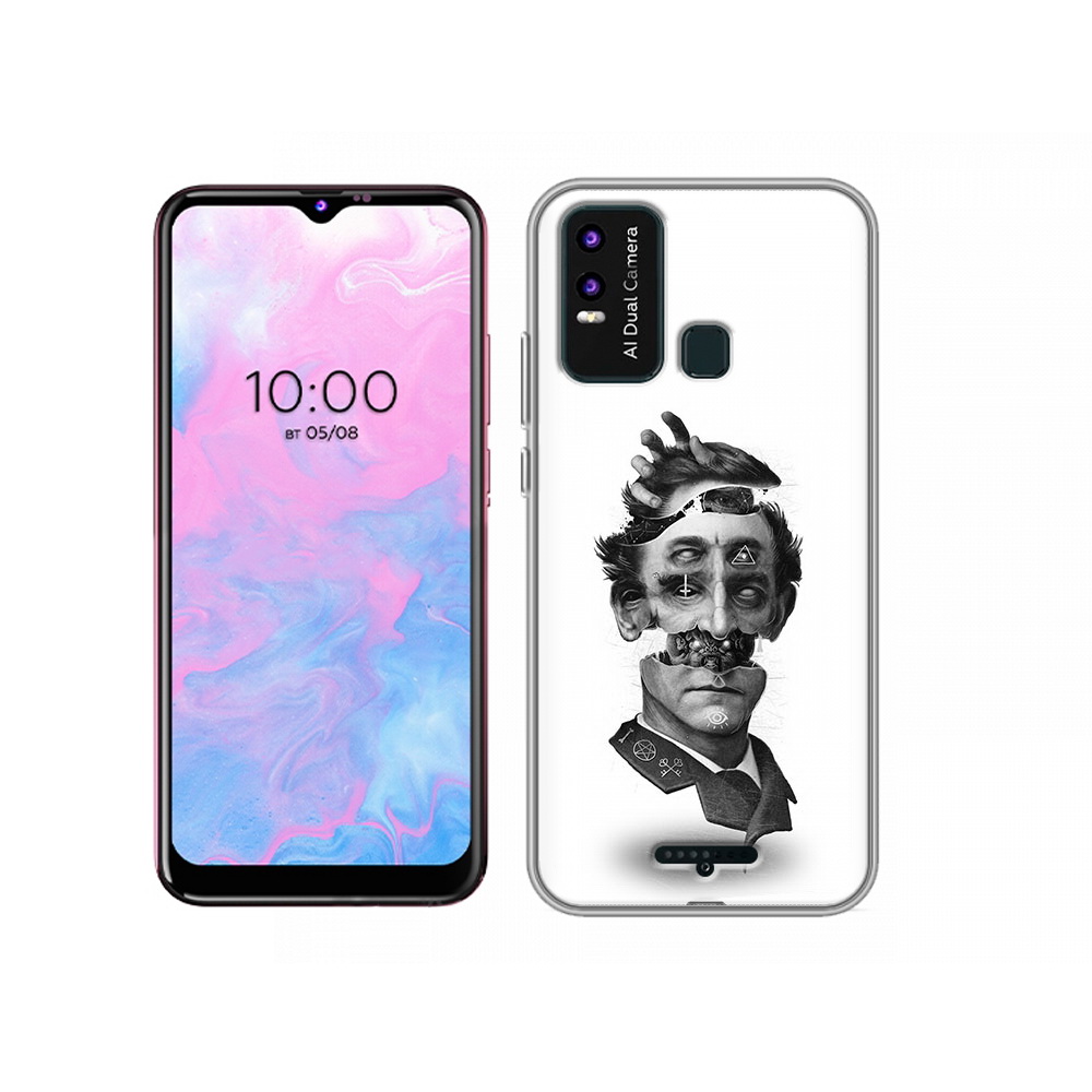 

Чехол MyPads Tocco для BQ 6630L страшное лицо абстракция, Прозрачный, Tocco