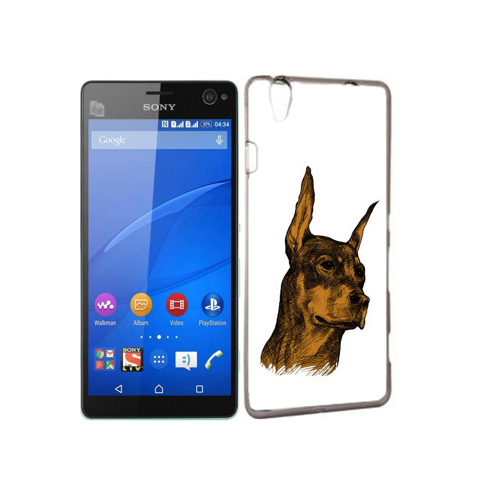 

Чехол MyPads Tocco для Sony Xperia C4 скетч доберман, Прозрачный, Tocco
