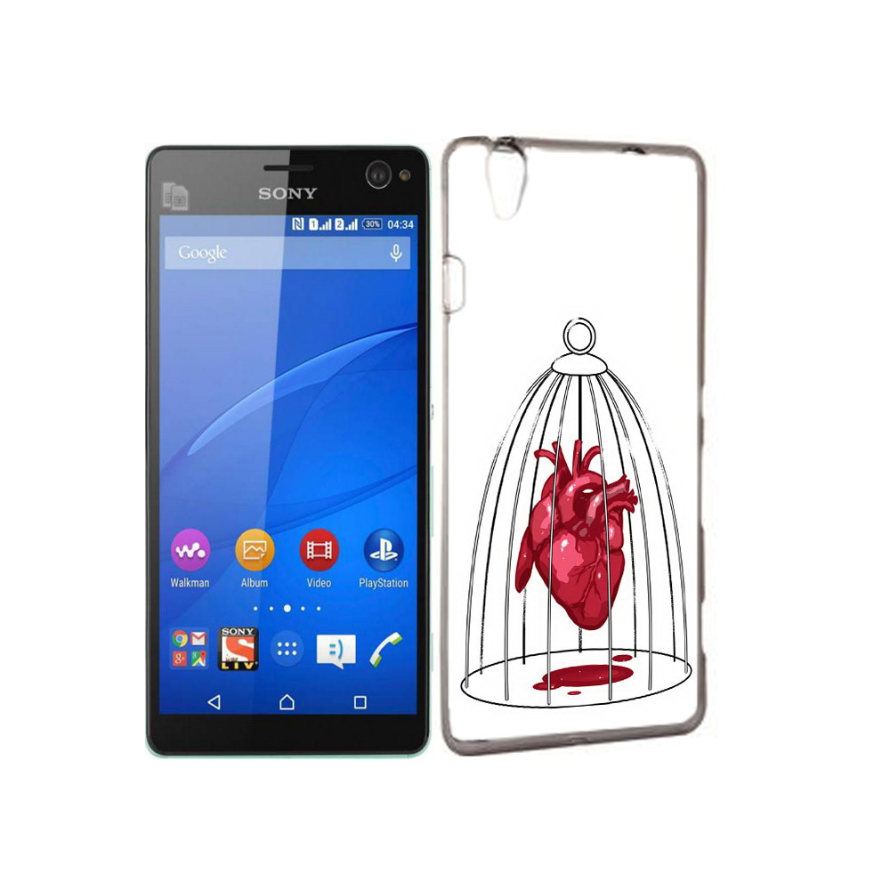 

Чехол MyPads Tocco для Sony Xperia C4 сердце в клетке, Прозрачный, Tocco