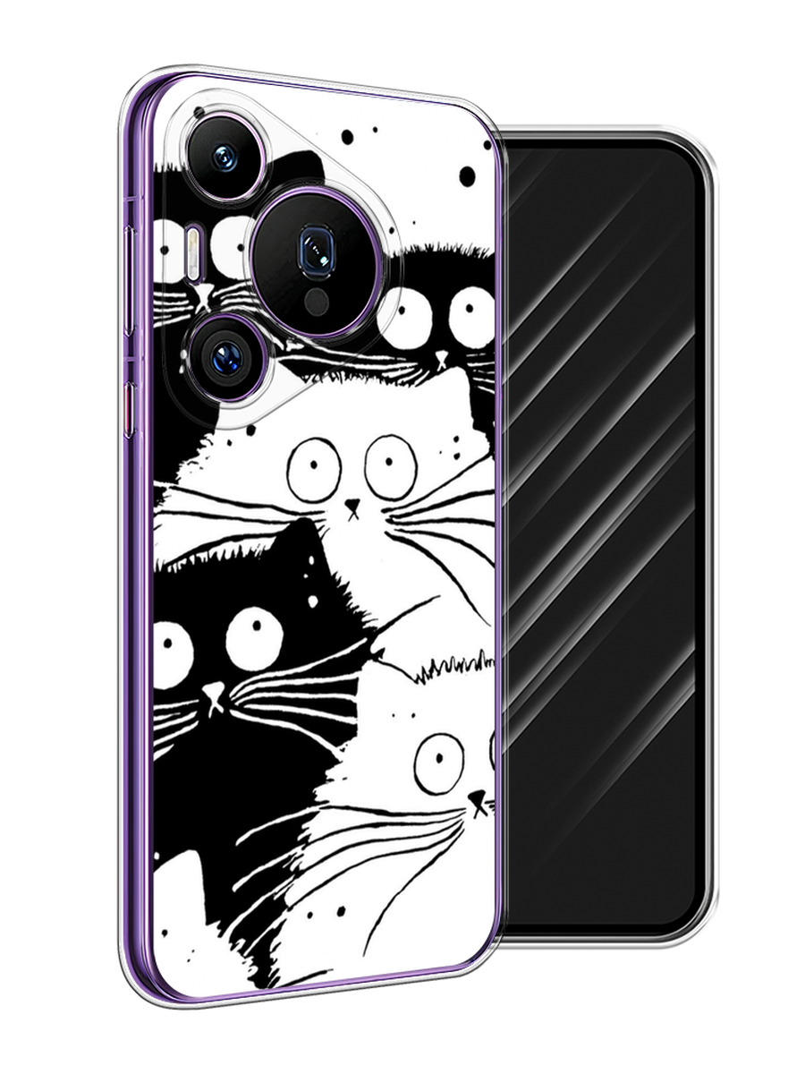 

Чехол Awog на Huawei Pura 70 Pro/70 Pro Plus "Коты черно-белые", Черный;белый, 6124150-1
