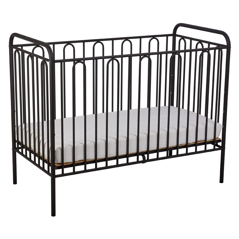 Кроватка детская Polini kids Vintage 110 металлическая, черный матовый
