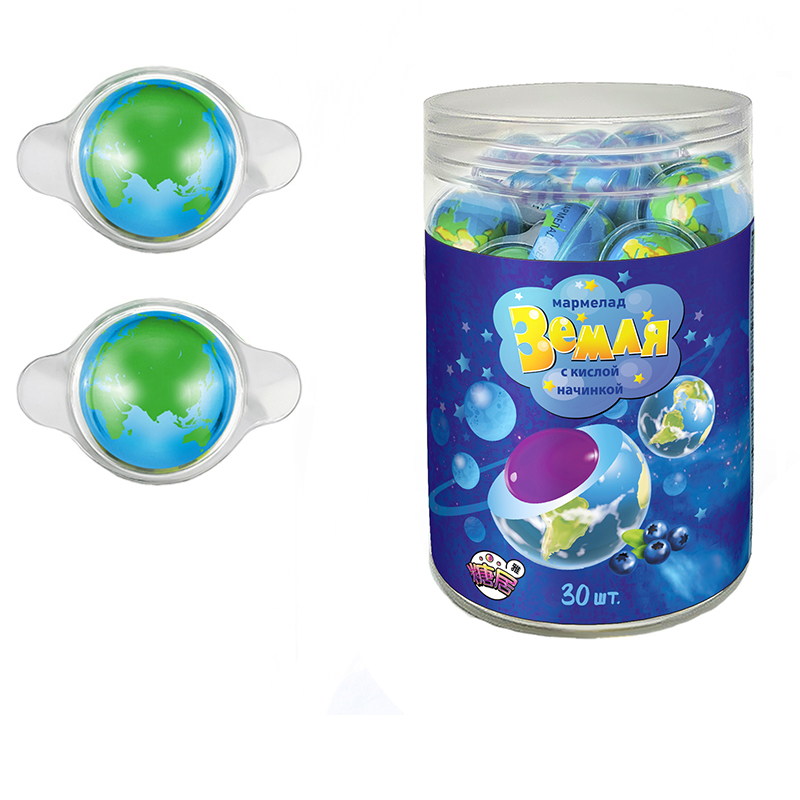 

Мармелад fun Candy lab Земля с кислой начинкой, 9 г 30шт, Мармелад