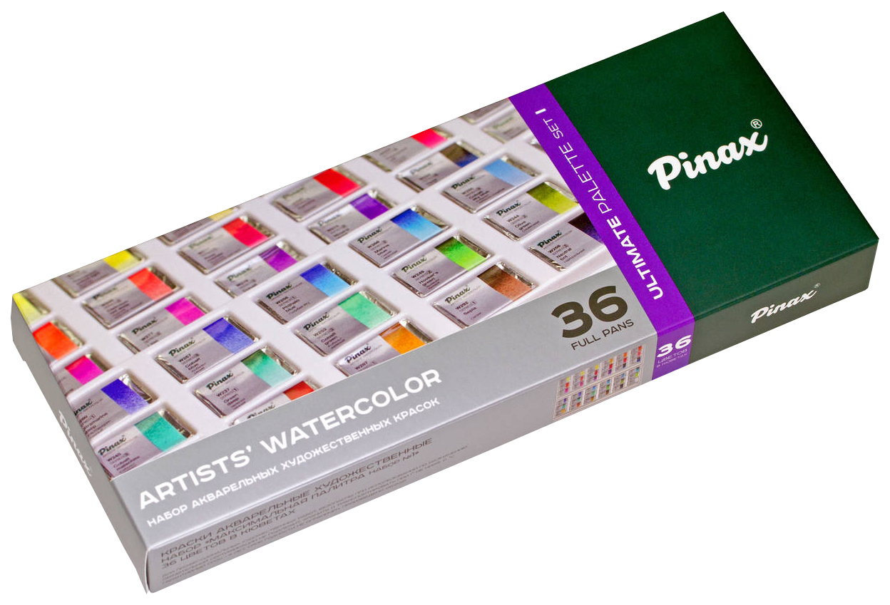 фото Акварельные краски pinax p-pwc2536-up-p-01 максимальная палитра №1, 36 цветов