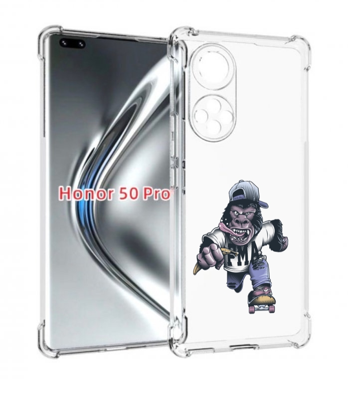

Чехол бампер MyPads Обезьяна на скейте для Honor 50 Pro/N, Прозрачный, Tocco
