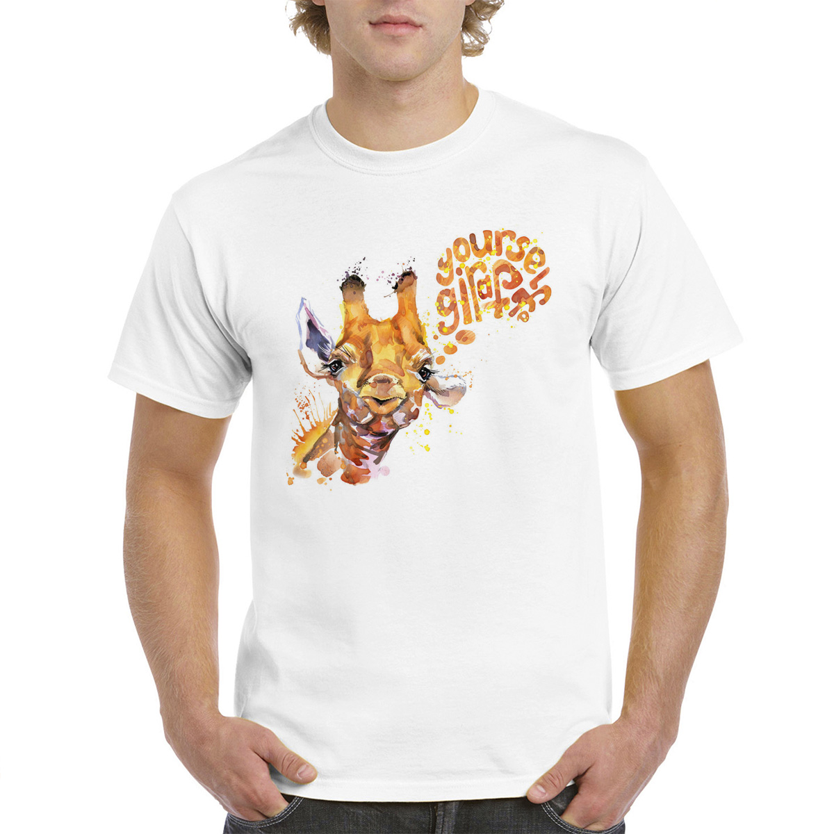 фото Футболка унисекс coolpodarok краски. your self giraph. жираф белая 42 ru