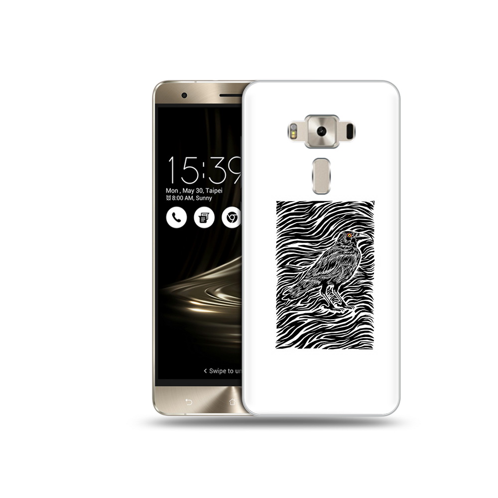 

Чехол MyPads Tocco для Asus ZenFone 3 ворон в абстракции, Прозрачный, Tocco