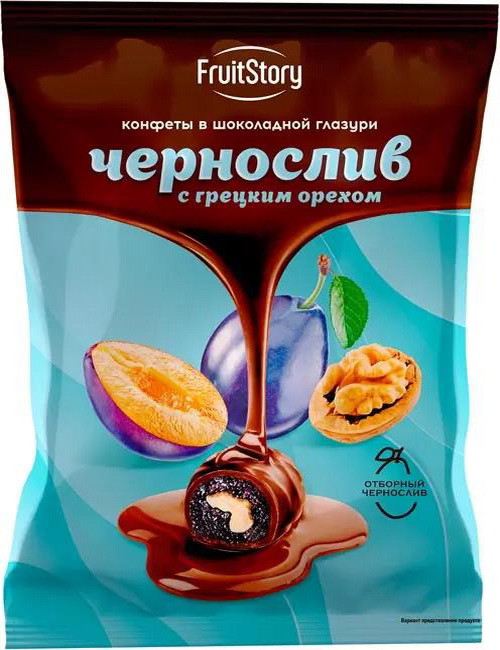 

Конфеты KDV в шоколадной глазури Чернослив с грецким орехом, 500 г