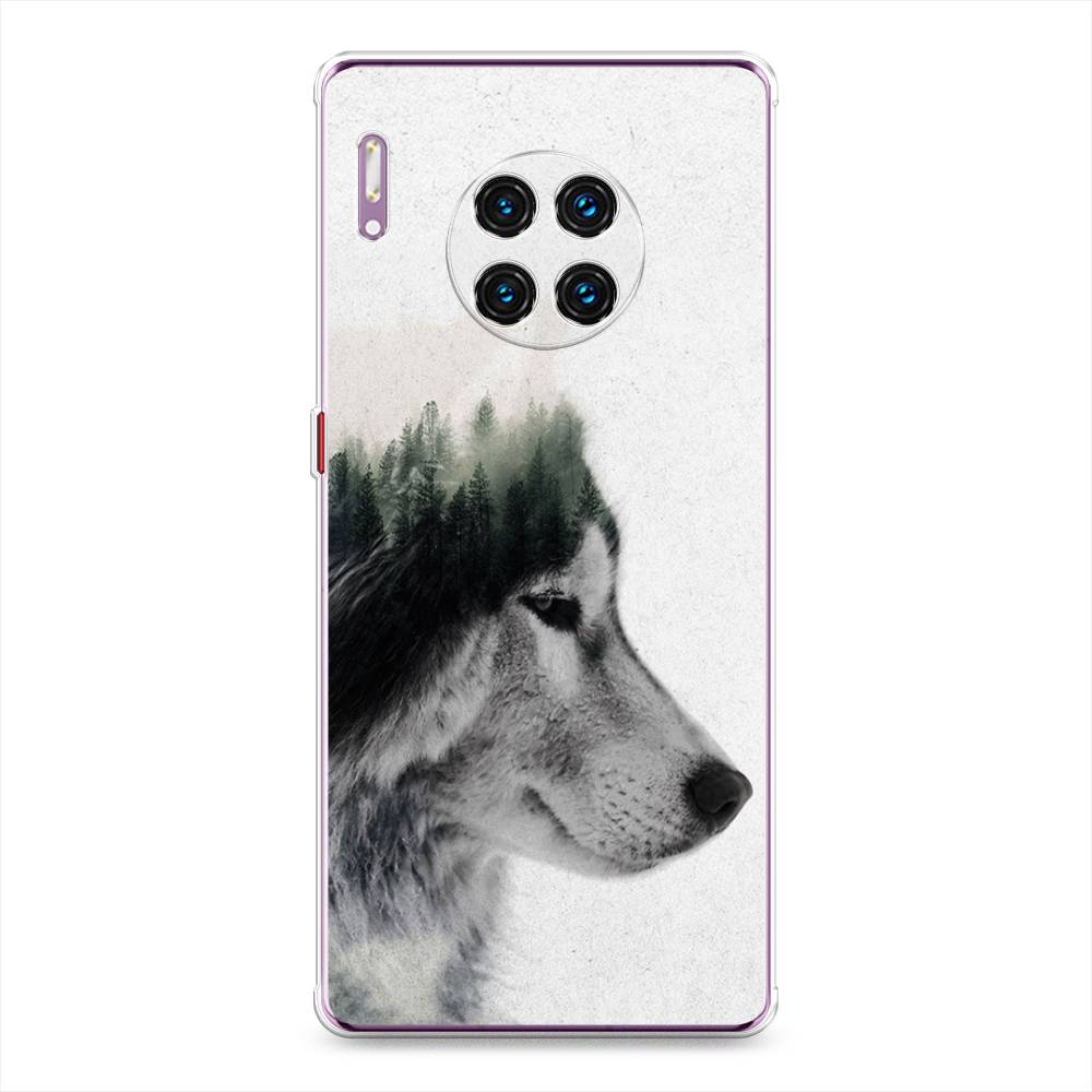 

Чехол на Huawei Mate 30 Pro "Волк лес", Серый;белый, 610450-1