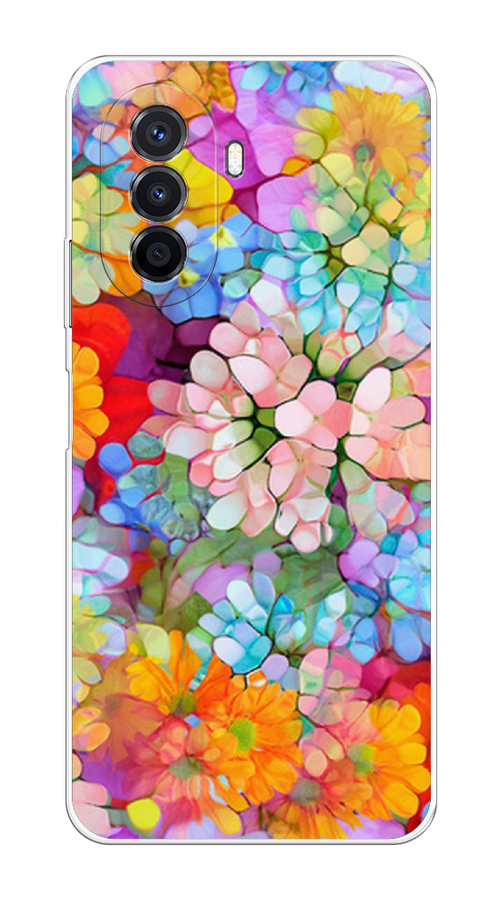 

Чехол на Huawei Nova Y70 "Цветы витраж", Оранжевый;розовый;голубой, 6109150-3
