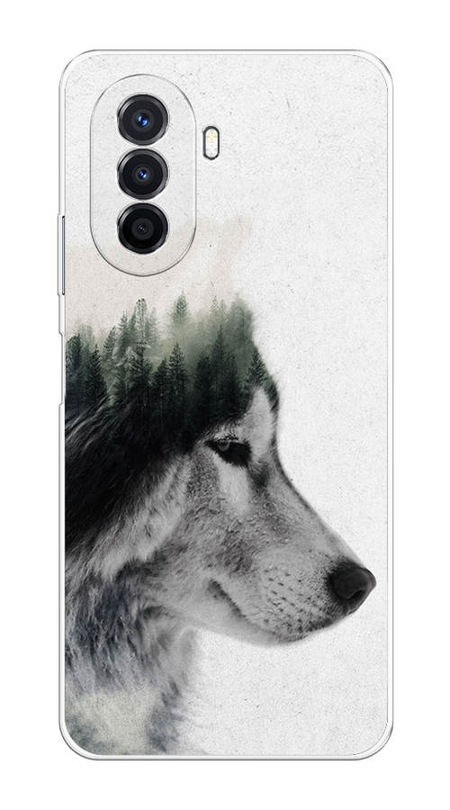 

Чехол на Huawei Nova Y70 "Волк лес", Серый;белый, 6109150-1