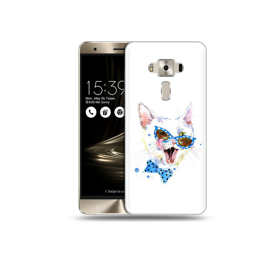 

Чехол MyPads Tocco для Asus ZenFone 3 белый кот, Прозрачный, Tocco