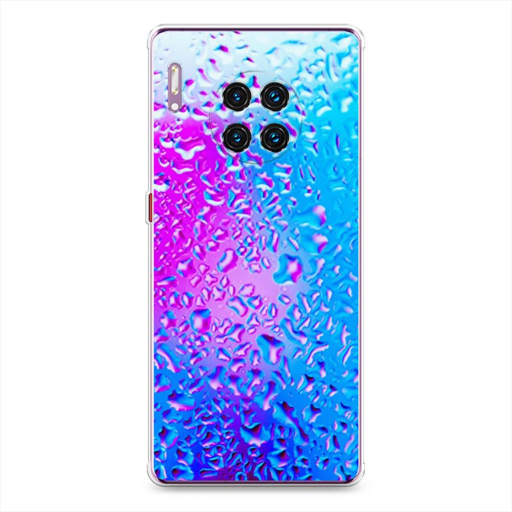 

Чехол на Huawei Mate 30 Pro "Капли на стекле", Голубой;розовый, 610450-3