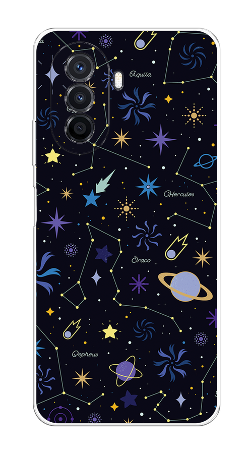 

Чехол на Huawei Nova Y70 "Цветной космос", Желтый, 6109150-2