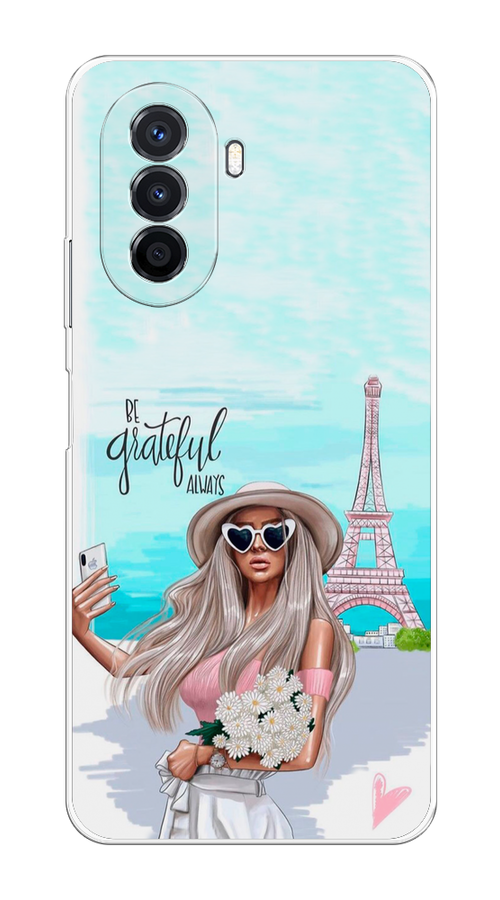 

Чехол на Huawei Nova Y70 "Селфи Париж", Голубой;бежевый, 6109150-6