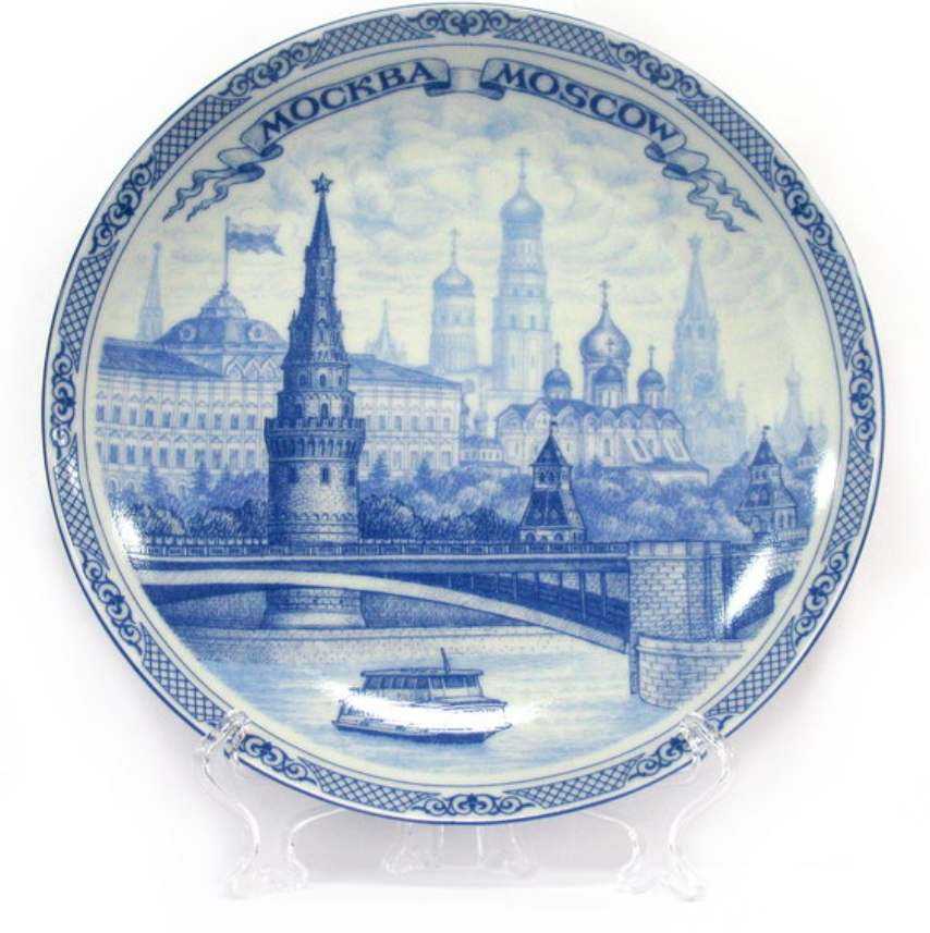 

Магнит фарфоровый тарелочка Гжель Москва 7 см